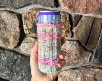 Hand Knit Skinny Can Cozy