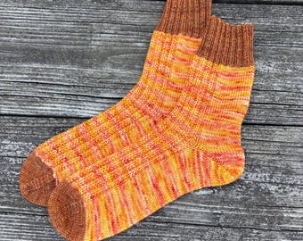 Hand Knit Socks - Knit Socks- Wool Socks- Adult Socks - Hand Dyed Yarn Socks - Womens 9-10.5