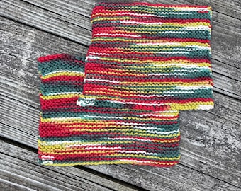 Hand Knit Dishcloths, Cotton Dishcloths, Set of Dishcloths