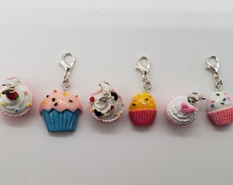 Progress Keepers, Removable Marker, Snag Free Stitch Markers, Resin charms, Knitting Notions, Crochet Notions, dessert sweets cupcakes