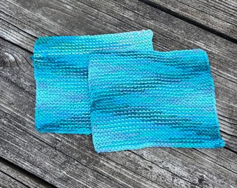 Hand Knit Dishcloths, Cotton Dishcloths, Set of Dishcloths