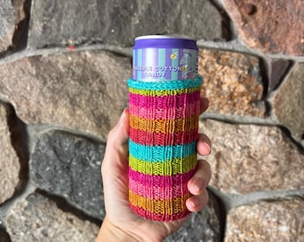 Hand Knit Skinny Can Cozy
