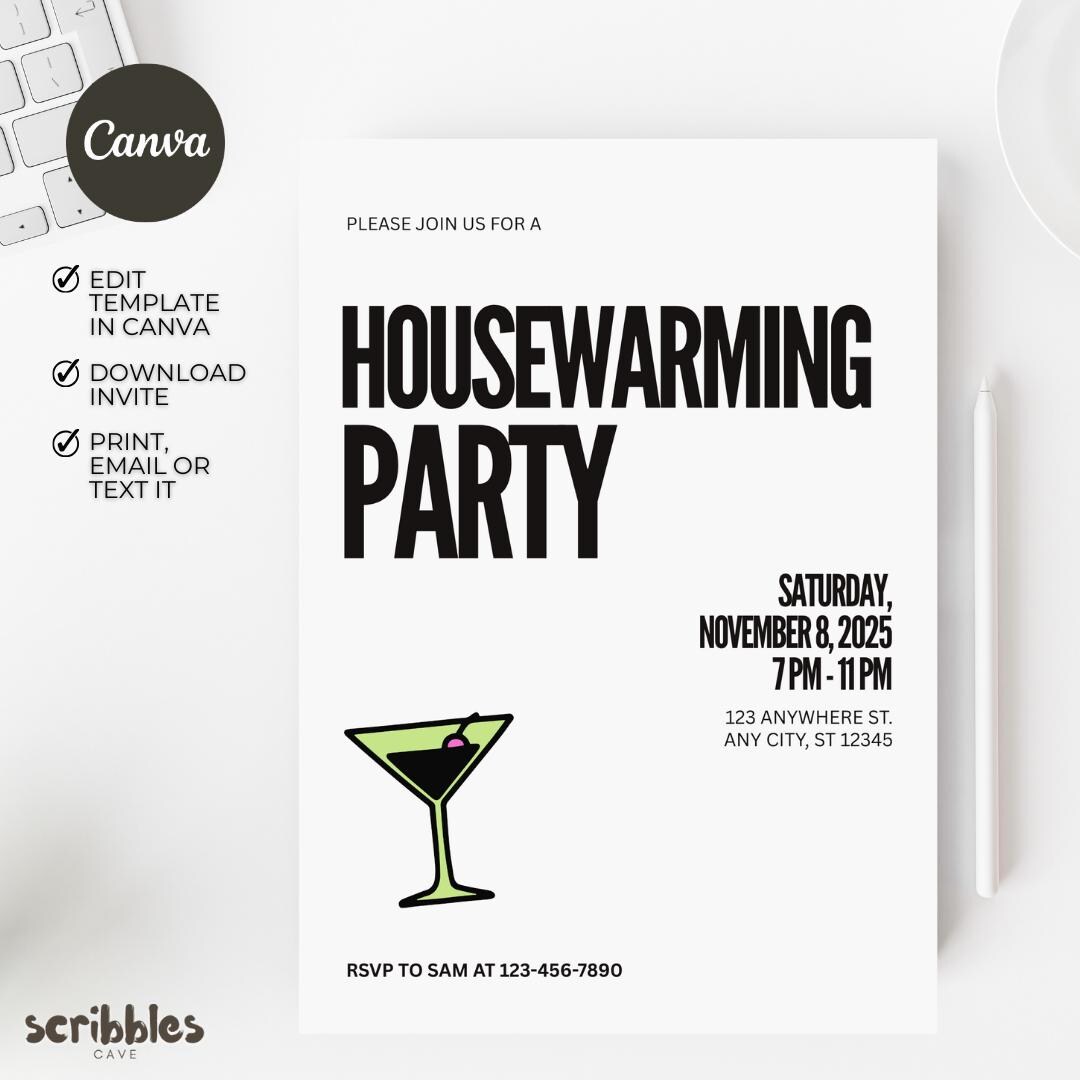 Modern Housewarming Party Invitation Template, Minimalist New Home ...