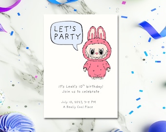 Invito di compleanno per bambini: modello di festa alla moda e modificabile (download digitale 5x7 pollici)