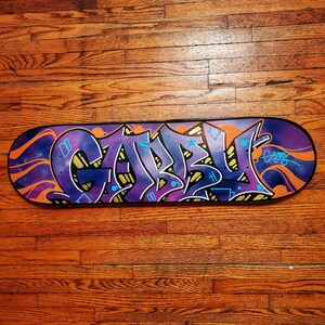 Custom Graffiti Skateboard Deck Painted Personalized Full Graphic Graffiti Name Wall Art Or Fully Built And Rideable With Trucks, Wheels image 9