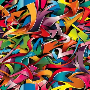 PNG Seamless Patterns Colorful 3D Graffiti Shapes Colorful Graffiti Digital Paper 5 Designs Tile
