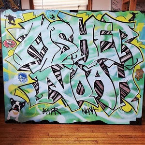 "Asher Noah" custom painted graffiti canvas by Orikal Uno of Graff Roots Media - 60x72"