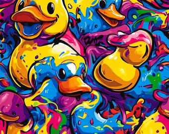PNG Seamless Patterns Rubber Ducky Graffiti Digital Paper 5 Tile Designs