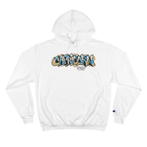 Capricorn Graffiti Hoodie Champion Pullover Hooded Sweater by OrikaI Uno Fleece Sweatshirt With Huge Spacious Pocket image 8