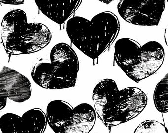 Seamless Patterns - Graffiti Hearts Love - Graffiti Digital Paper - 5 Designs - Monochrome Graffiti Patterns - PNGs