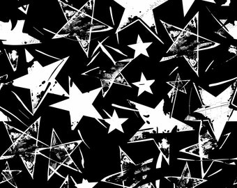 Seamless Patterns - Monochrome Graffiti Stars - Graffiti Digital Paper - 5 Designs - Monochrome Graffiti Patterns