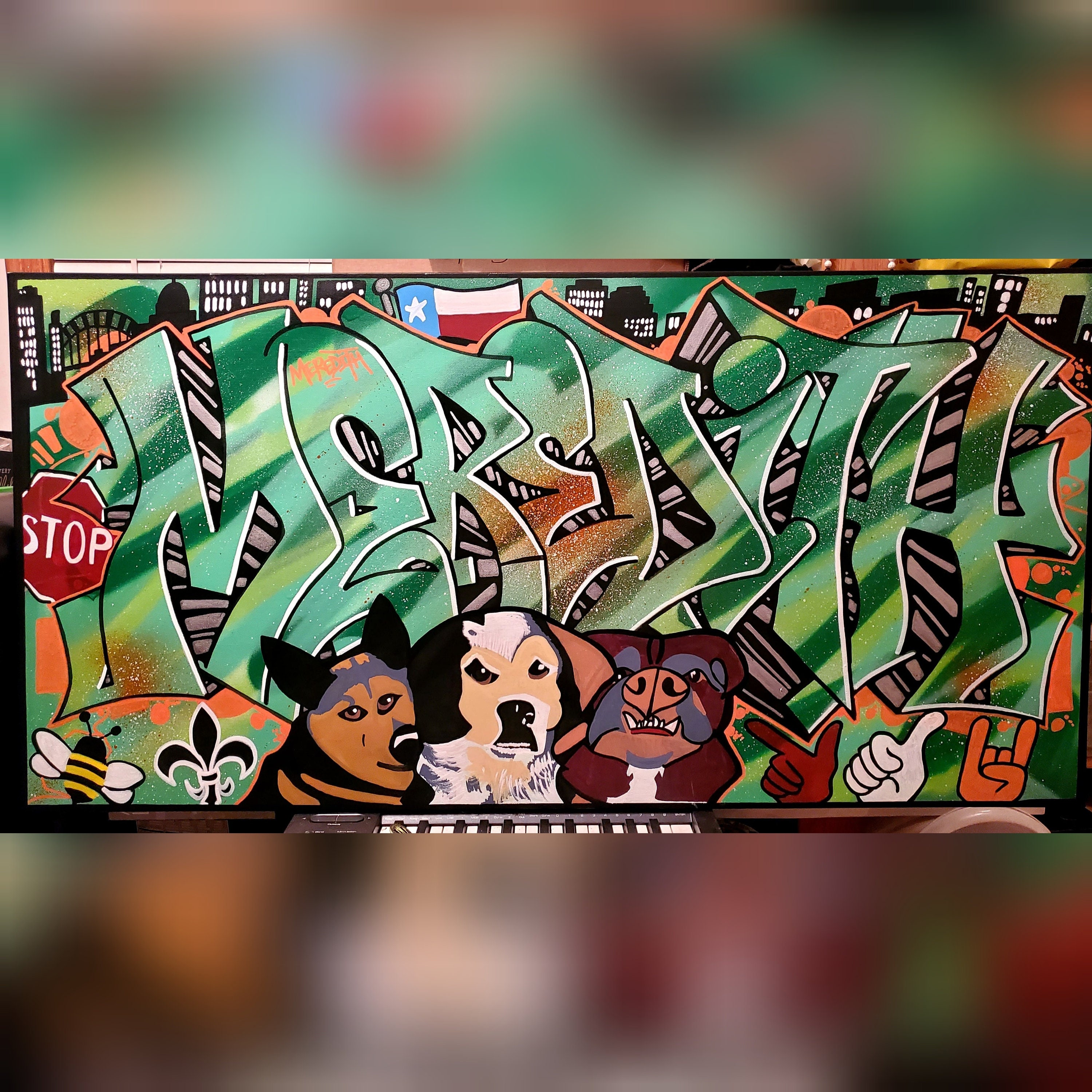 Custom Graffiti Canvas Personalized Gift Name Sign Large Wall Art Hangable Street Art Painted With Spray Paint and Acrylic