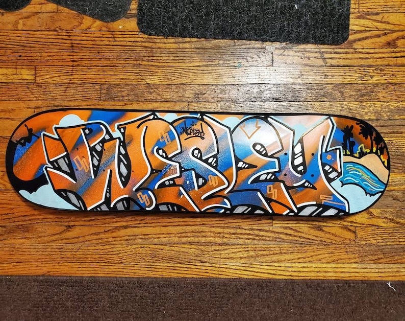 Custom Graffiti Skateboard Deck Painted Personalized Full Graphic Graffiti Name Wall Art Or Fully Built And Rideable With Trucks, Wheels image 7