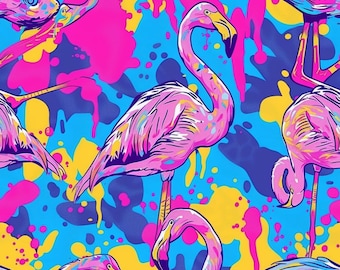 Seamless Patterns - Summer Flamingos - Digital Scrapbook Paper - 5 Designs - Sewing Patterns