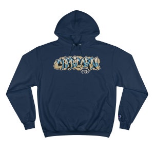 Capricorn Graffiti Hoodie Champion Pullover Hooded Sweater by OrikaI Uno Fleece Sweatshirt With Huge Spacious Pocket image 10