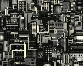 Seamless Patterns - City - 8bit Digital Scrapbook Paper - 5 Designs - Monochrome Graffiti Patterns - PNGS