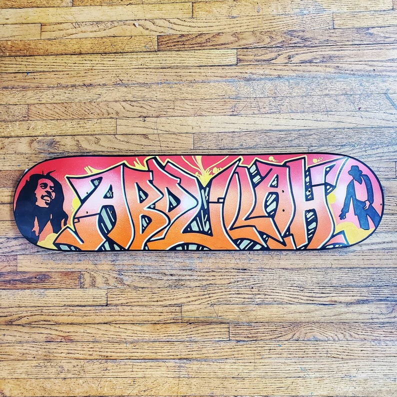 Custom Graffiti Skateboard Deck Painted Personalized Full Graphic Graffiti Name Wall Art Or Fully Built And Rideable With Trucks, Wheels image 8