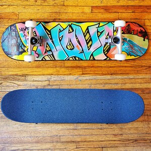 "Nova" custom painted graffiti skateboard painted by Orikal Uno of Graff Roots Media