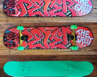 Custom Skateboard Deck Graffiti Personalized Painted Art Name Or Fully Built For Skateboarding With Trucks, Wheels And Griptape Combo