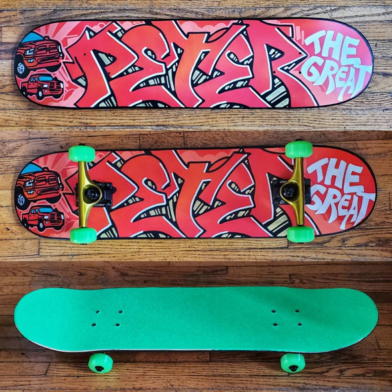 Custom Graffiti Skateboard - Personalized Painted Name Wall Art Or Fully Built And Rideable With Trucks, Wheels And Griptape 