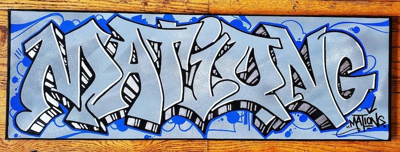 "Mationg" custom painted graffiti canvas by Orikal Uno of Graff Roots Media - 12x36"