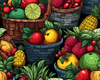 Seamless Patterns - Fruit Variety Basket   - Graffiti Digital Paper - 12 Designs -     - Colorful Graffiti Patterns Sewing Patterns