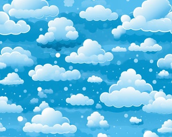 Video Game Clouds - Seamless Patterns - Digital Scrapbook Paper - 5 Designs -     8 Bit Seamless Patterns Sewing Patterns