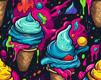 PNG Seamless Patterns Ice Cream Graffiti Digital Paper 5 Designs  Colorful Graffiti  Pack 1  PNGS Tile