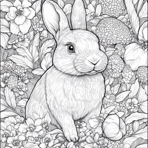 Kaninchen Malvorlagen | Druckbare PNG | Sofortdownload | 5 Seiten | Bemalen Sie Ihr eigenes Blatt