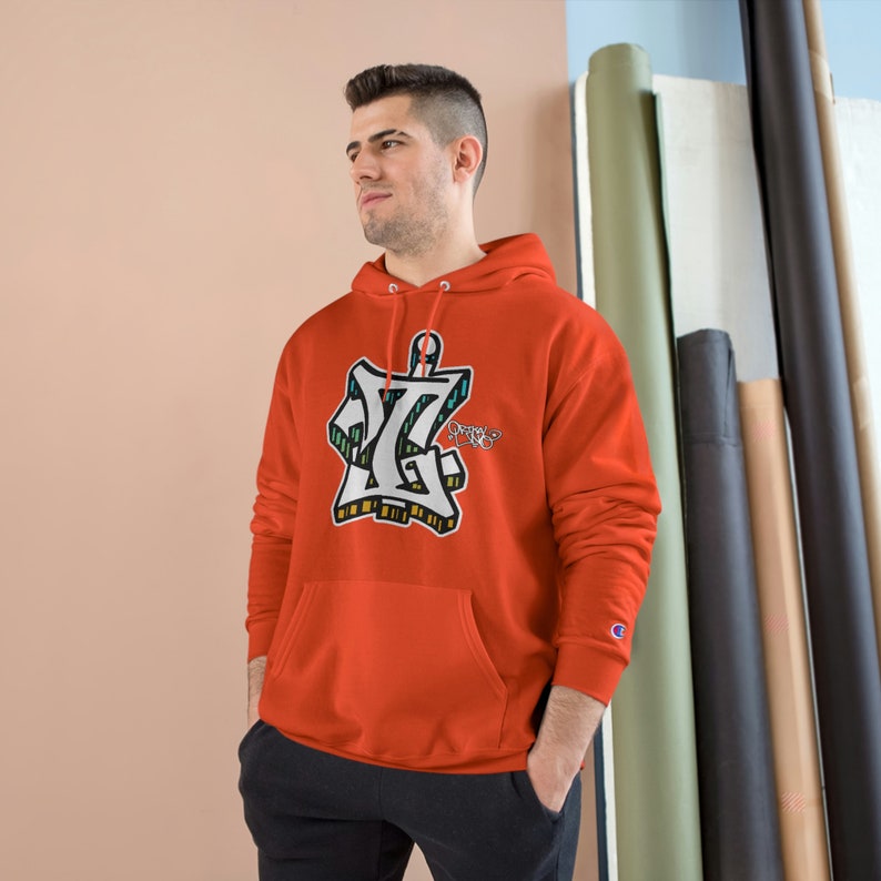 Graffiti Letter I Initial Hooded Sweater by OrikaI Uno Fleece Hoodie Sweatshirt With Huge Spacious Pocket image 2