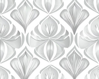 Seamless Patterns - Monochrome Art Deco - Digital Scrapbook Paper - 5 Designs - Sewing Pattern Designs - PNGs - Repeating Pattern Tiles 02