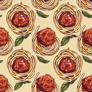 PNG Seamless Patterns Espaguete e Almôndegas Papel Digital 5 Designs Papel de Parede Azulejo Tecido Azulejo Azulejo