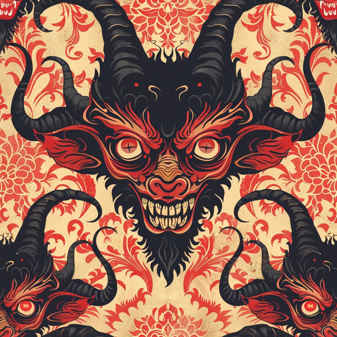 PNG Seamless Patterns the Devil Detailed Digital Paper 5 Designs ...