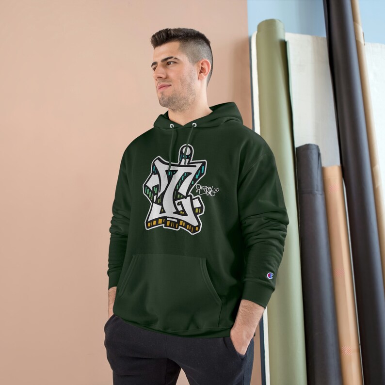 Graffiti Letter I Initial Hooded Sweater by OrikaI Uno Fleece Hoodie Sweatshirt With Huge Spacious Pocket image 10