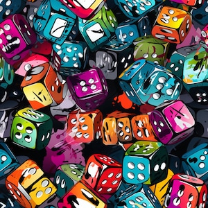 PNG Seamless Patterns Casino Cards Dadi Slot Cash Graffiti colorati Carta digitale 5 disegni Piastrelle 14x14 pollici