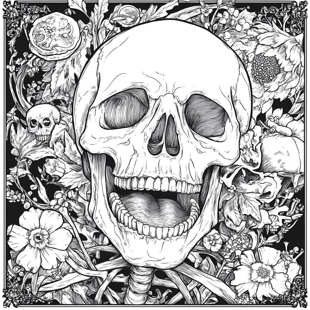 Skeleton Coloring Pages | Printable PNG | Instant Download | 5 Pages | Color Your Own Sheet | Page 02