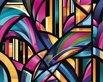 Seamless Patterns - Graffiti Art Deco - Digital Scrapbook Paper - 5 Designs - Sewing Pattern Designs - PNGs - Repeating Pattern Tiles Pack 4