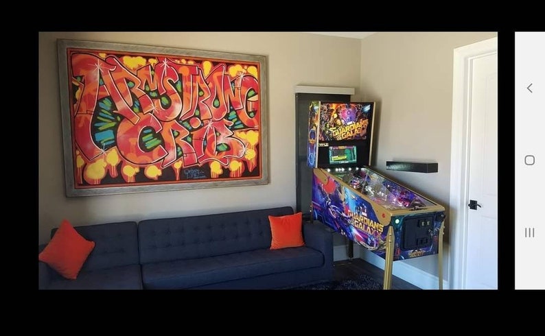 "Armstrong Crib" custom painted graffiti canvas by Orikal Uno of Graff Roots Media - 60x72" (framed by customer)