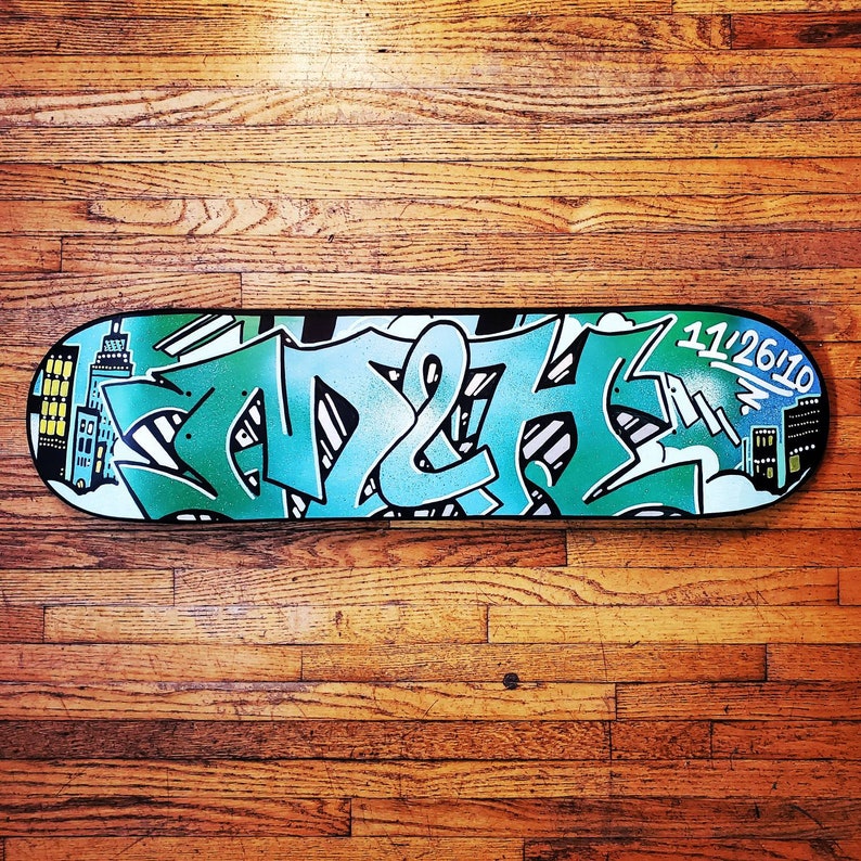 Custom Graffiti Skateboard Deck Painted Personalized Full Graphic Graffiti Name Wall Art Or Fully Built And Rideable With Trucks, Wheels image 5