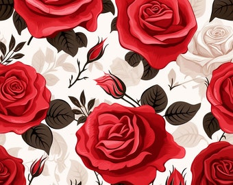 Roses - Seamless Patterns - Digital Scrapbook Paper - 5 Designs -   Valentines Day Seamless Patterns Sewing Patterns