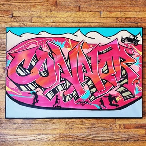 "Connor" custom painted graffiti canvas by Orikal Uno of Graff Roots Media - 24x36"