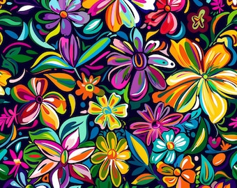 PNG Seamless Patterns Graffiti Flower Garden Colorful