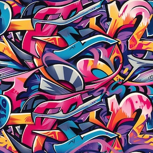PNG Seamless Patterns Colorful 3D Graffiti Shapes Colorful Graffiti Digital Paper 5 Designs Pack 3 Tile