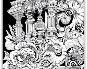 Pattern Coloring Pages: 5 Detailed Designs (PNG Digital Download)