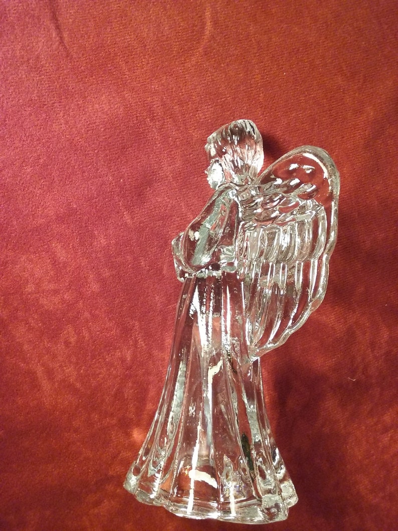 Vintage Choir Angel Candle Holder Clear Glass Angel Taper Etsy