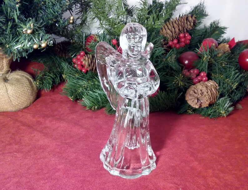 Vintage Choir Angel Candle Holder Clear Glass Angel Taper Etsy