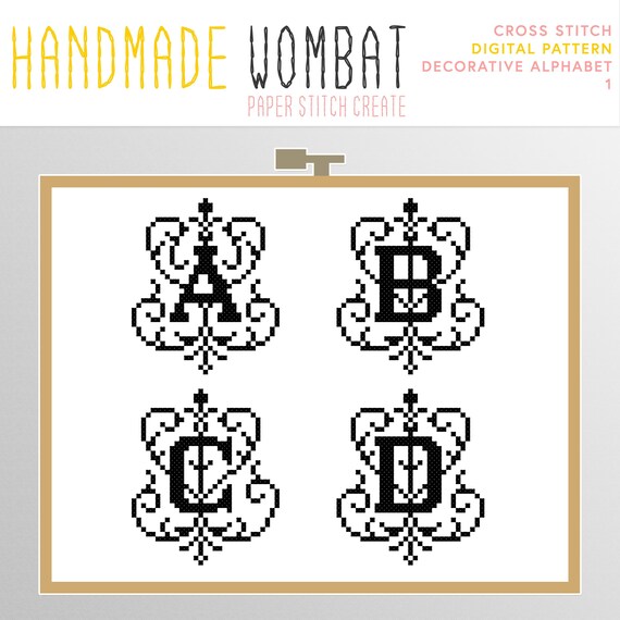 Decorative Alphabet 1 Pdf Cross Stitch Pattern Full Etsy