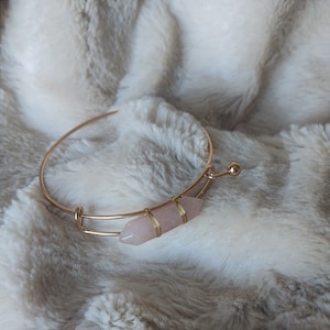 Rose Gold & Crystal Bangle • Layering Bracelet | Skinny Wire Bangle | Gift for Mom | Girlfriend Gift | Bridal Bracelet | Sleek Wire Bangle