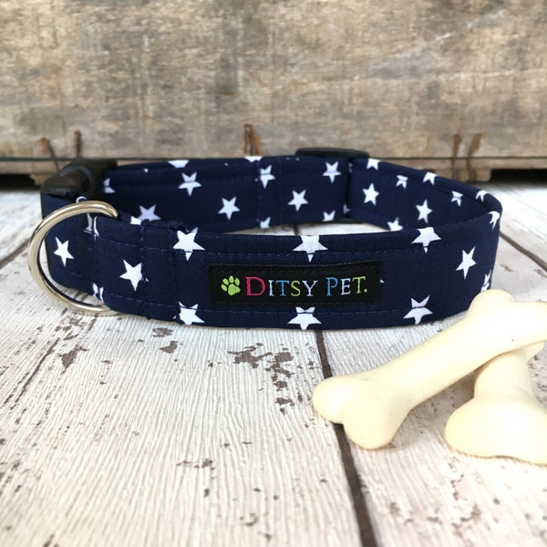 Midnight Star Navy Blue Dog Puppy Collar with Matching Lead Available