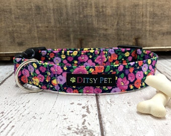 Ditsy Floral Dog Puppy Collar with Matching Lead Available